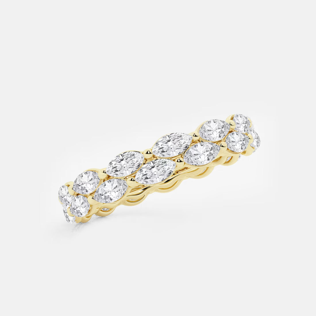 Double Row Marquise Lab-Grown Diamond Eternity Band in Gold | Elegant Stackable Wedding Ring