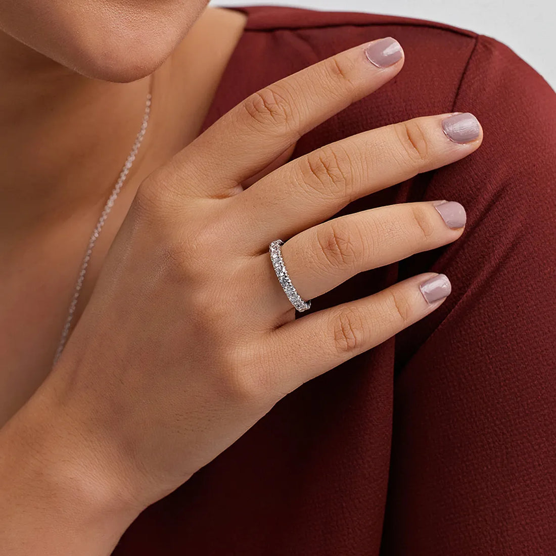 Élégance Round Lab-Grown Diamond French Pavé Eternity Band