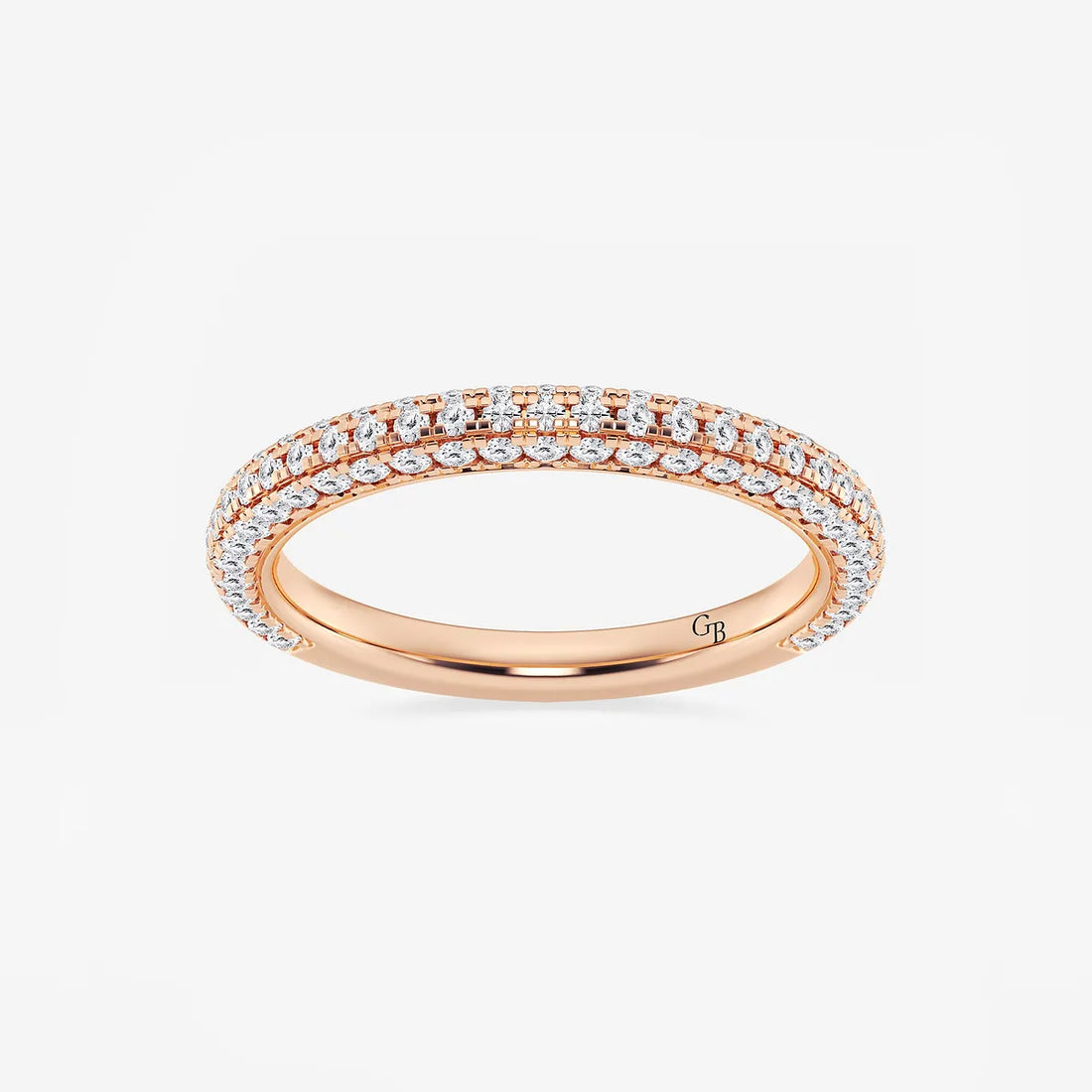 Rivéline Round Lab-Grown Diamond Rollover Pavé Wedding Band