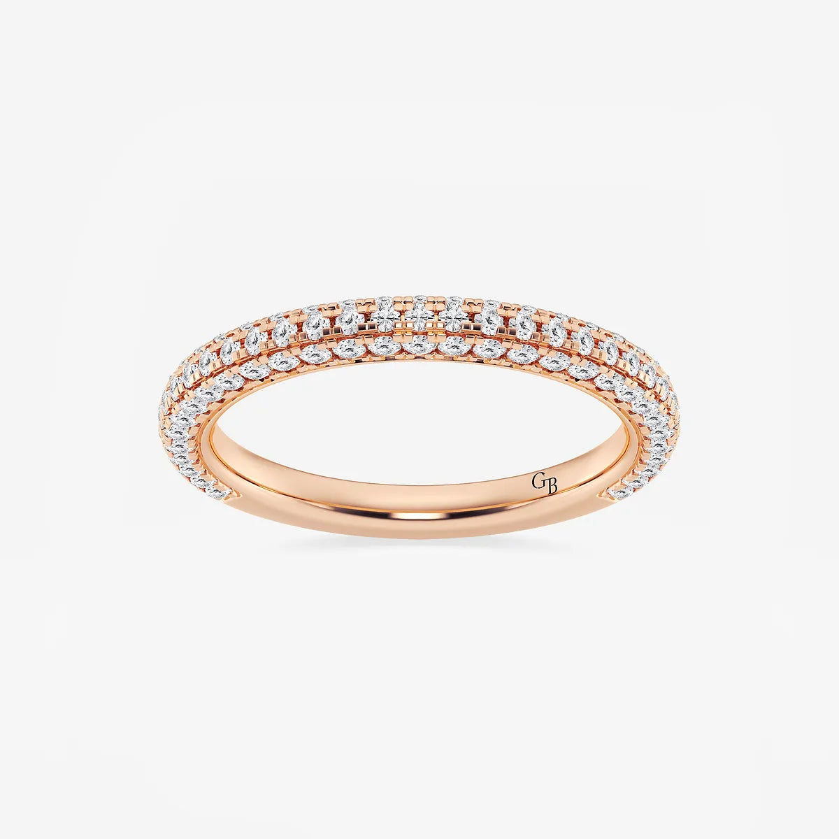 Rivéline Round Lab-Grown Diamond Rollover Pavé Wedding Band