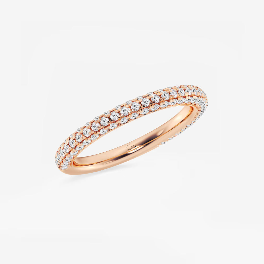 Rivéline Round Lab-Grown Diamond Rollover Pavé Wedding Band