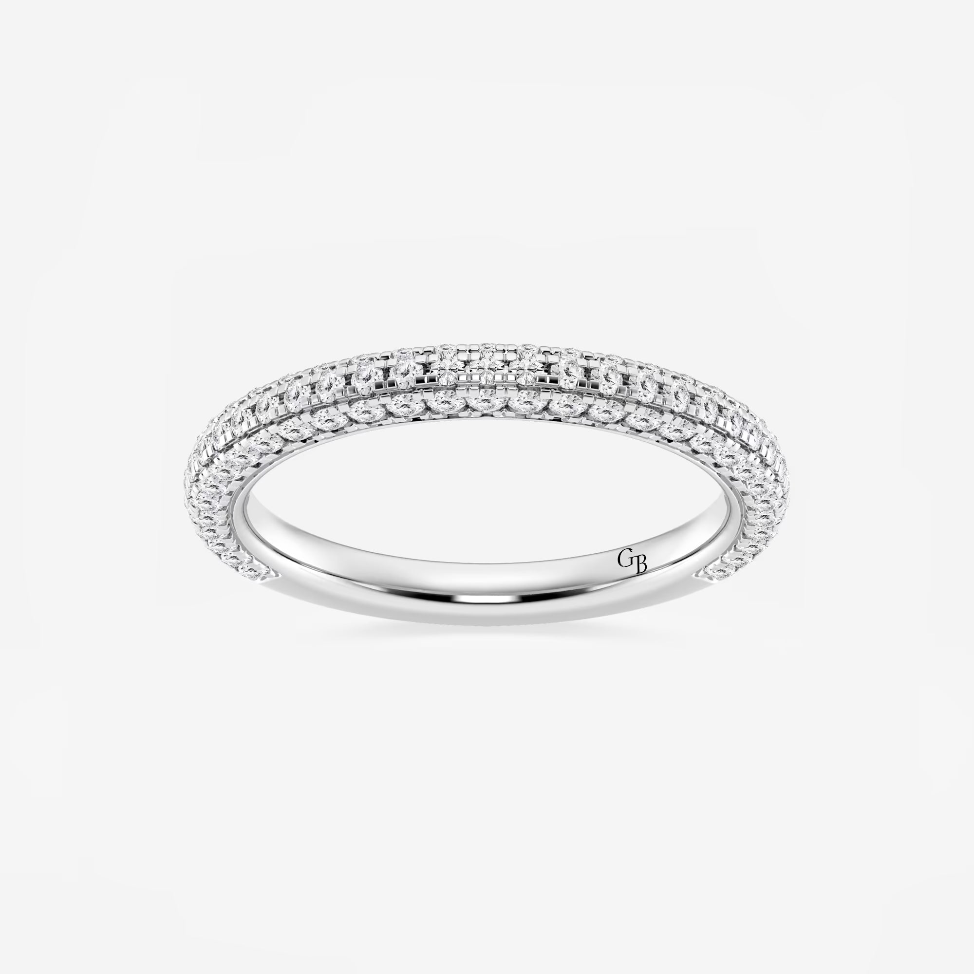 Rivéline Round Lab-Grown Diamond Rollover Pavé Wedding Band