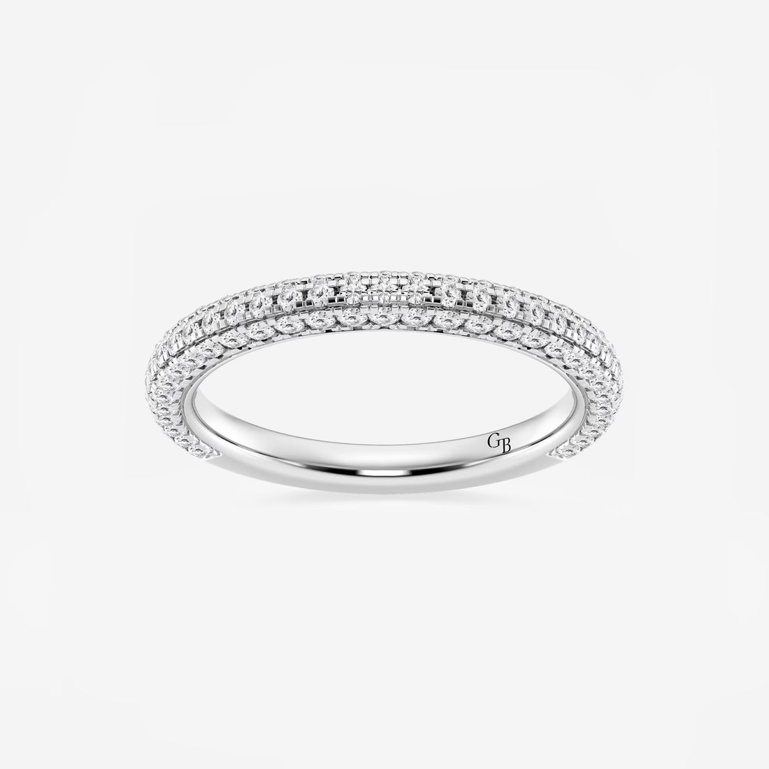 Rivéline Round Lab-Grown Diamond Rollover Pavé Wedding Band