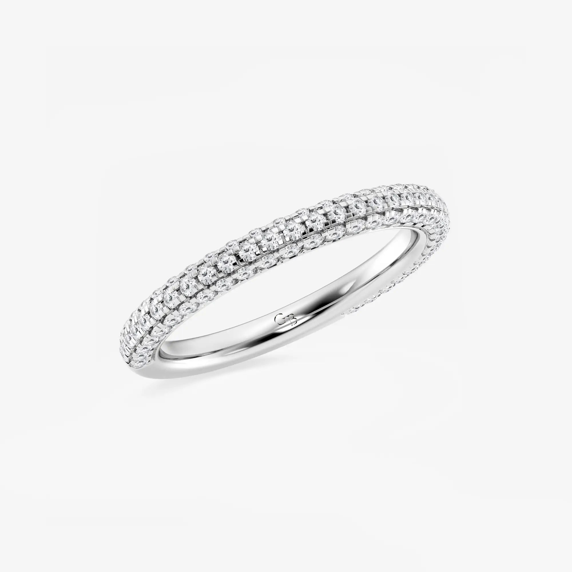 Rivéline Round Lab-Grown Diamond Rollover Pavé Wedding Band