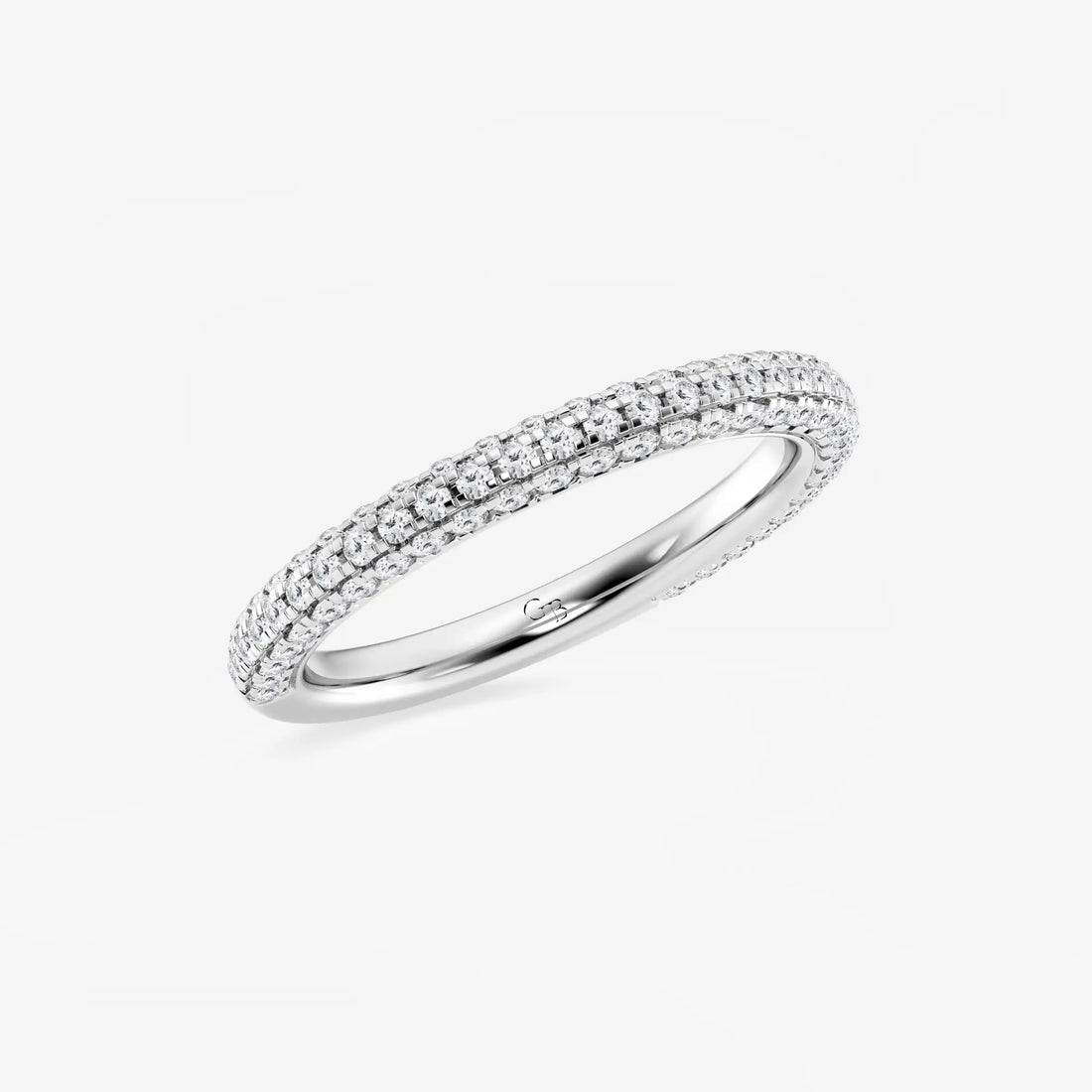 Rivéline Round Lab-Grown Diamond Rollover Pavé Wedding Band
