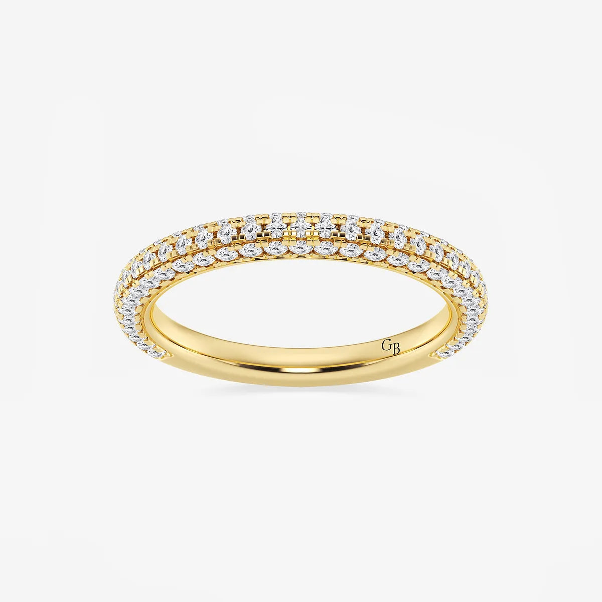 Rivéline Round Lab-Grown Diamond Rollover Pavé Wedding Band
