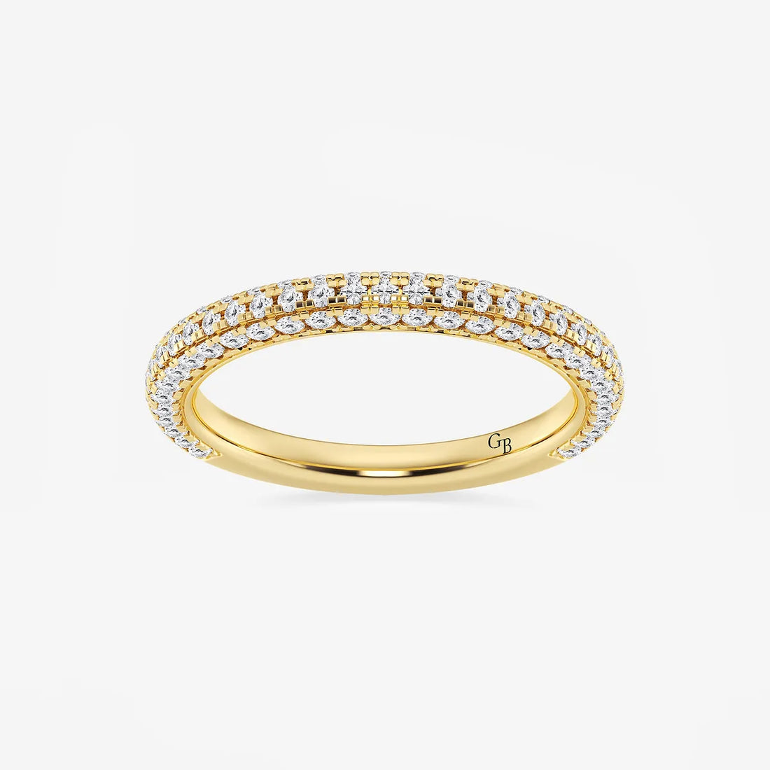 Rivéline Round Lab-Grown Diamond Rollover Pavé Wedding Band