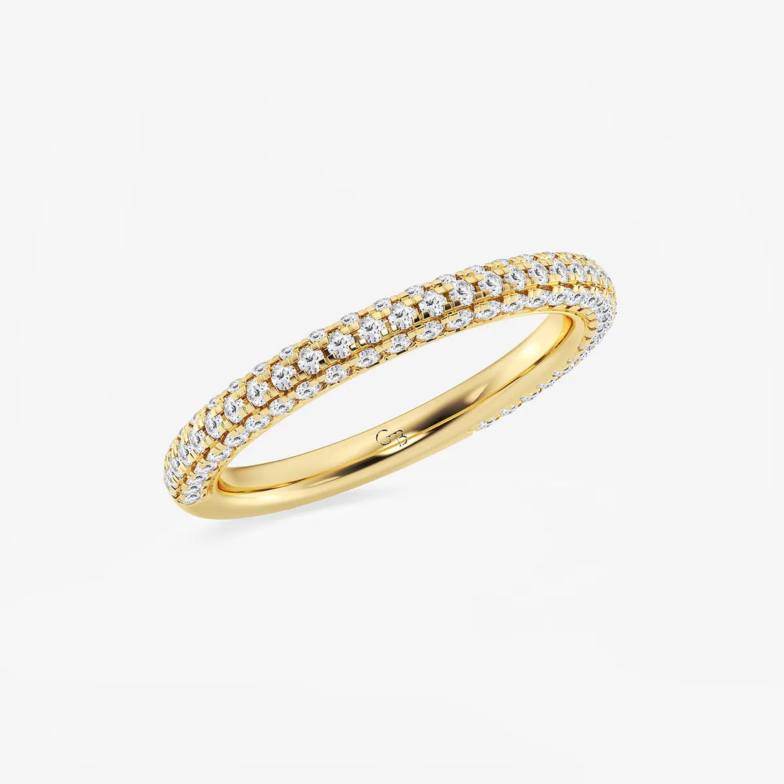Rivéline Round Lab-Grown Diamond Rollover Pavé Wedding Band
