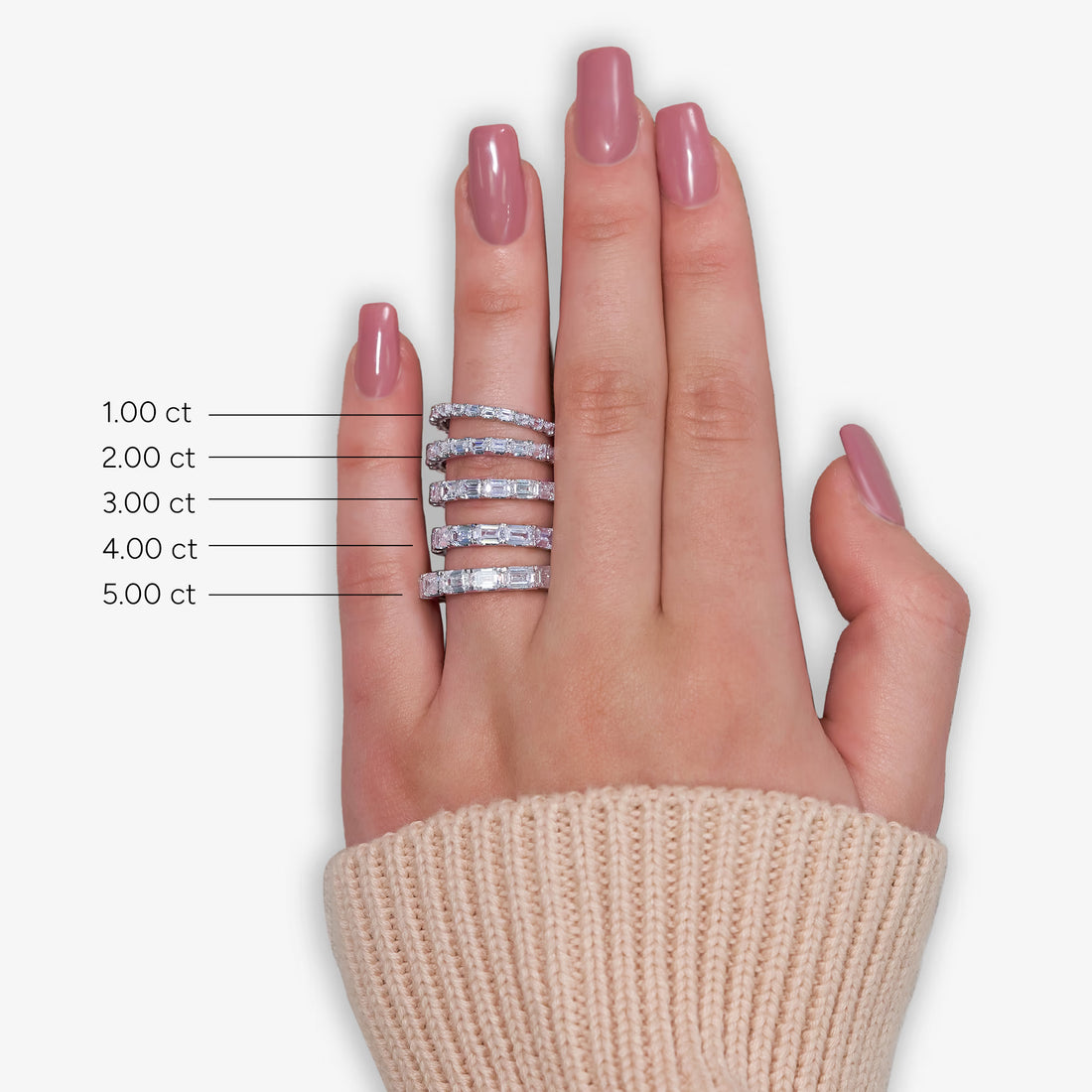 Sleek East West Radiant Cut Lab Grown Diamond Eternity Band in Solid Gold