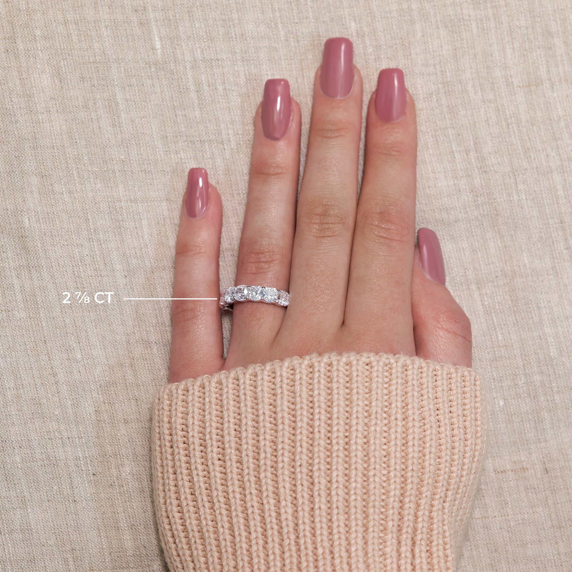 Classic Cushion Cut Lab Grown Diamond Seven Stone Anniversary Band in Solid Gold