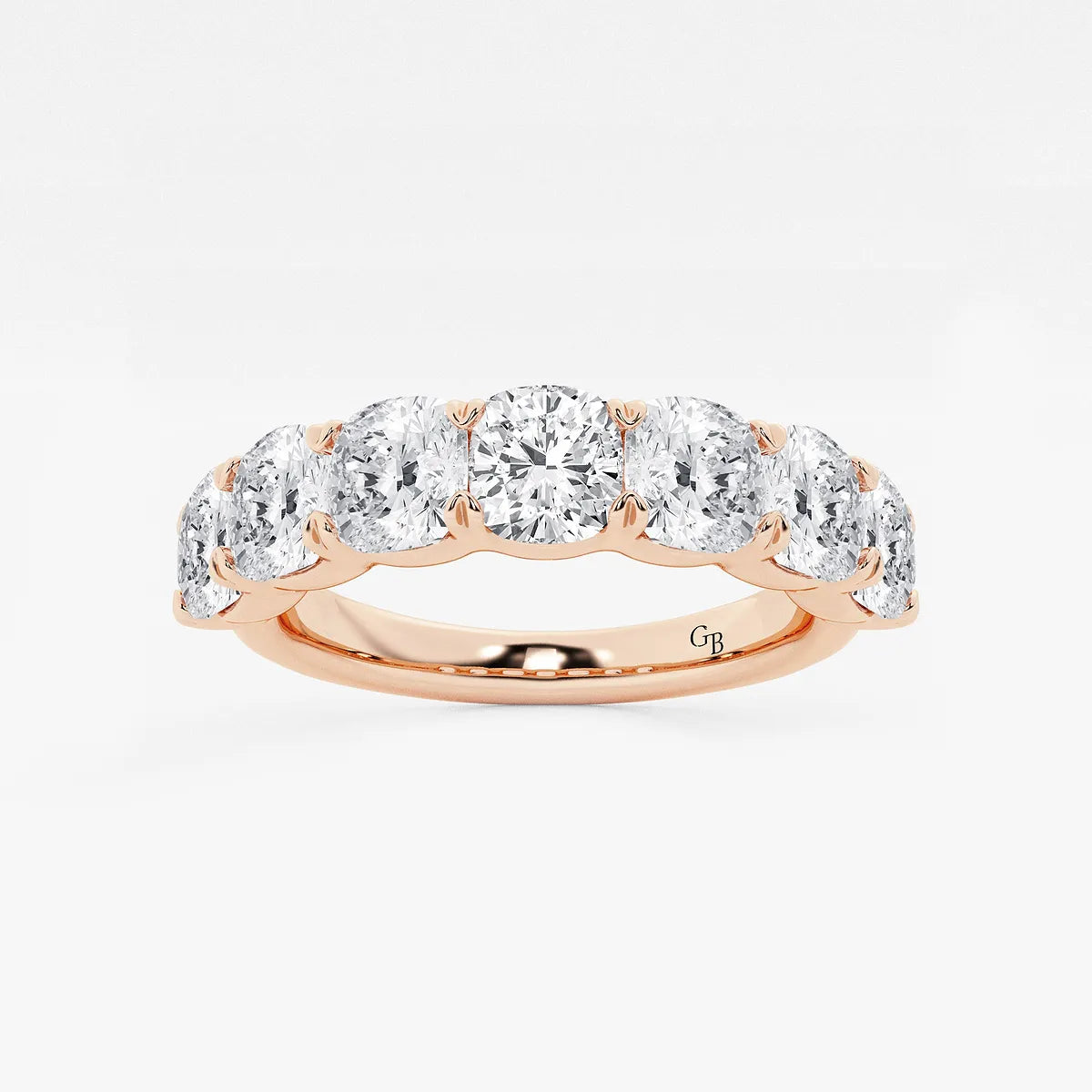 Classic Cushion Cut Lab Grown Diamond Seven Stone Anniversary Band in Solid Gold