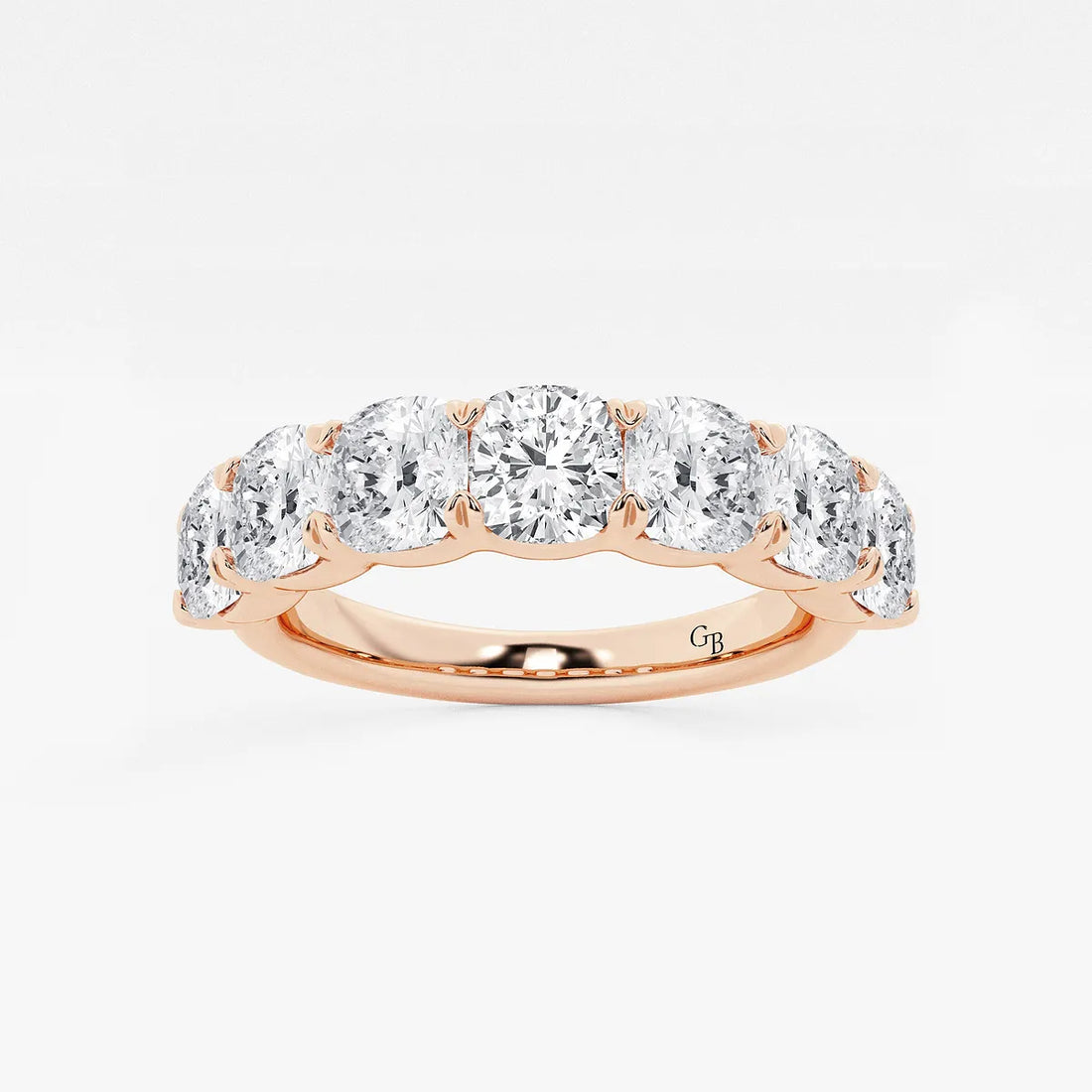 Classic Cushion Cut Lab Grown Diamond Seven Stone Anniversary Band in Solid Gold