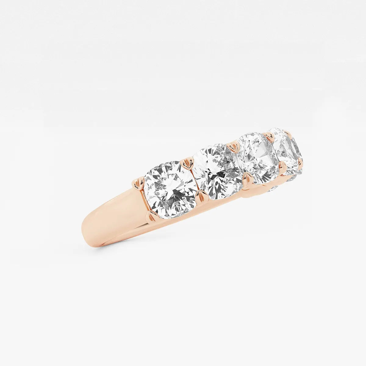 Classic Cushion Cut Lab Grown Diamond Seven Stone Anniversary Band in Solid Gold