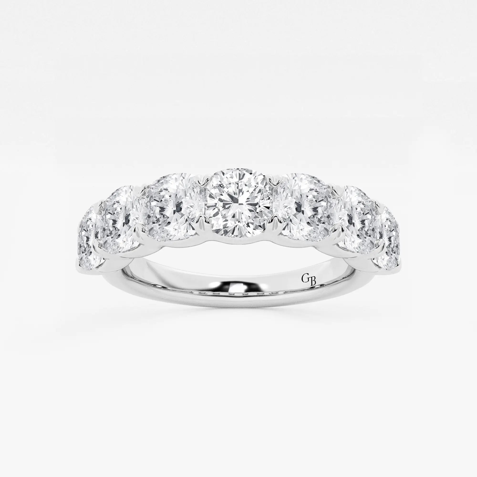 Classic Cushion Cut Lab Grown Diamond Seven Stone Anniversary Band in Solid Gold