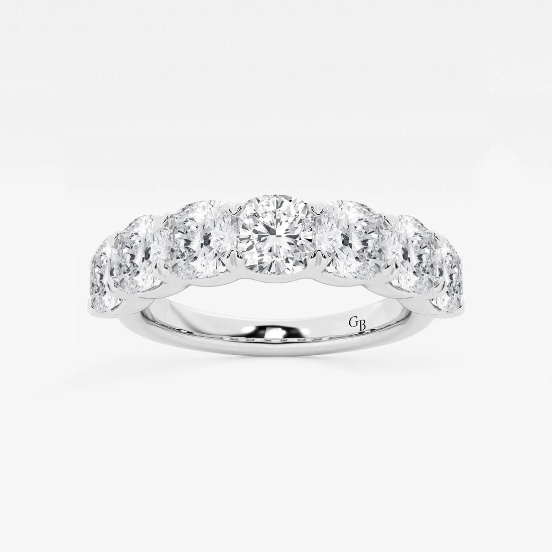 Classic Cushion Cut Lab Grown Diamond Seven Stone Anniversary Band in Solid Gold