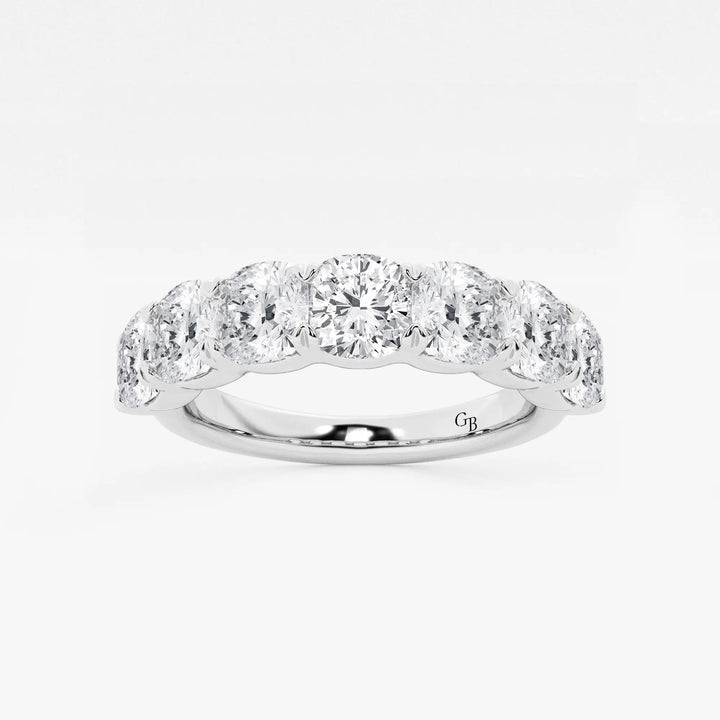 Classic Cushion Cut Lab Grown Diamond Seven Stone Anniversary Band in Solid Gold
