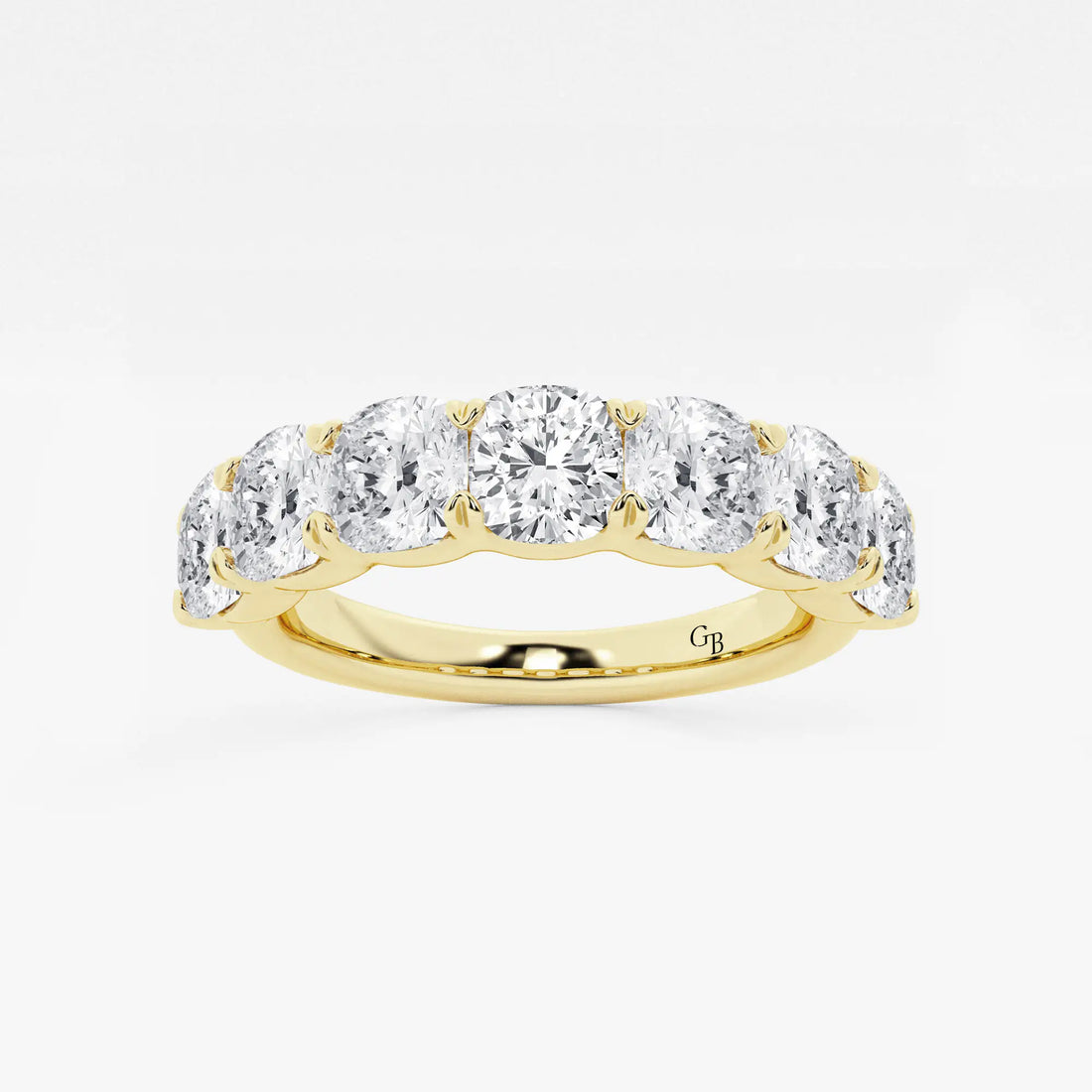 Classic Cushion Cut Lab Grown Diamond Seven Stone Anniversary Band in Solid Gold