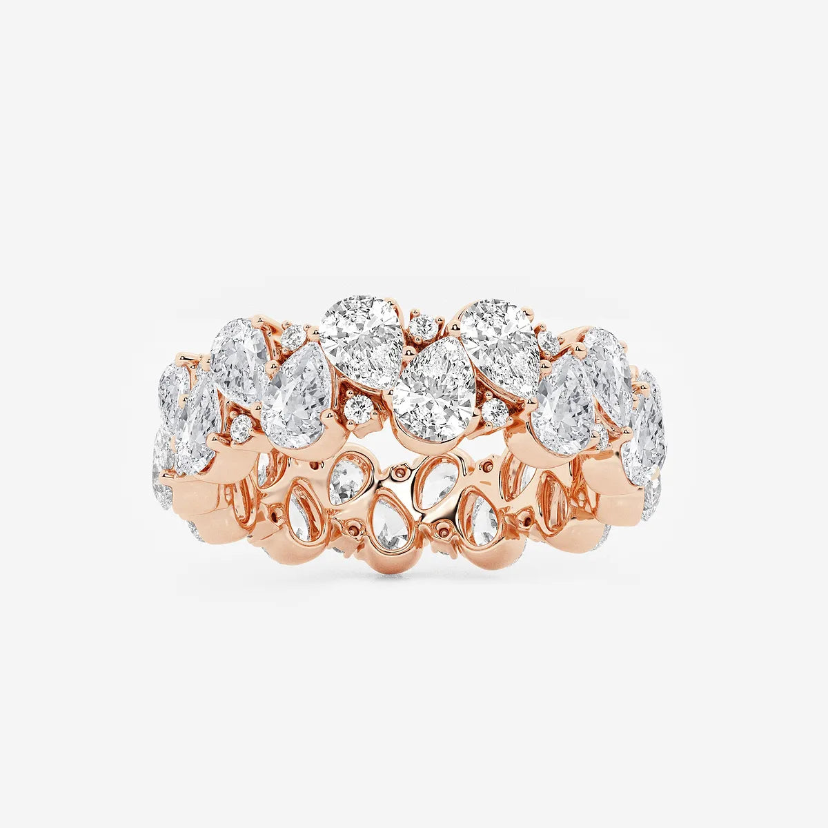 Alternating Pear & Round Lab Grown Diamond Eternity Band Ring in Solid Gold