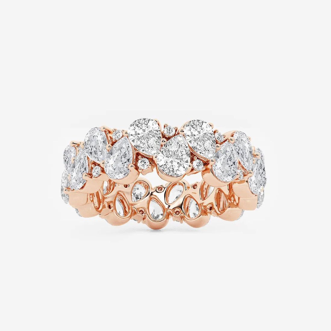 Alternating Pear & Round Lab Grown Diamond Eternity Band Ring in Solid Gold