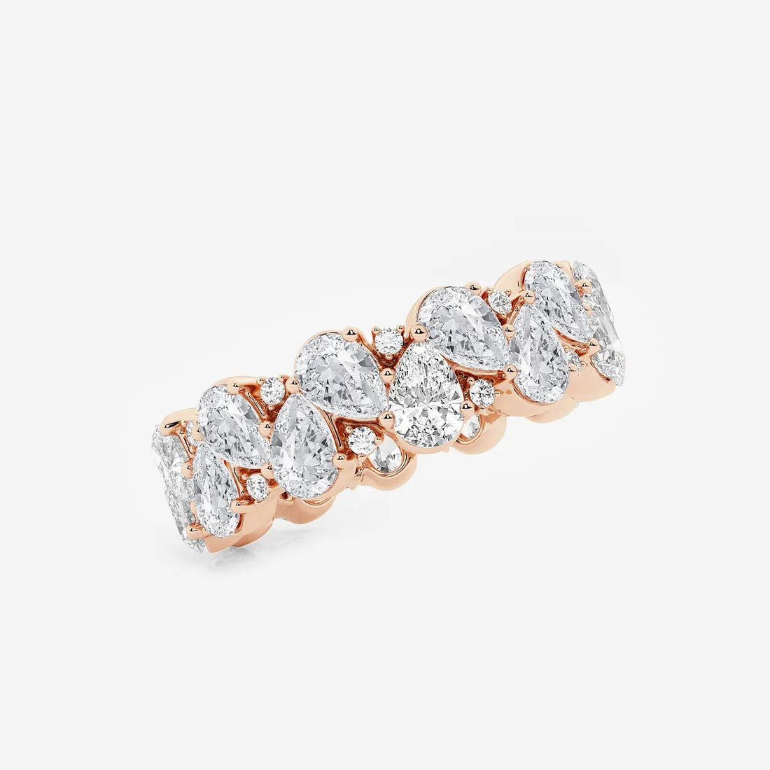Alternating Pear & Round Lab Grown Diamond Eternity Band Ring in Solid Gold