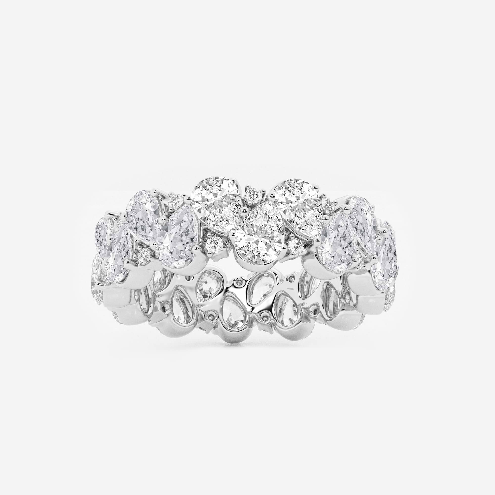 Alternating Pear & Round Lab Grown Diamond Eternity Band Ring in Solid Gold