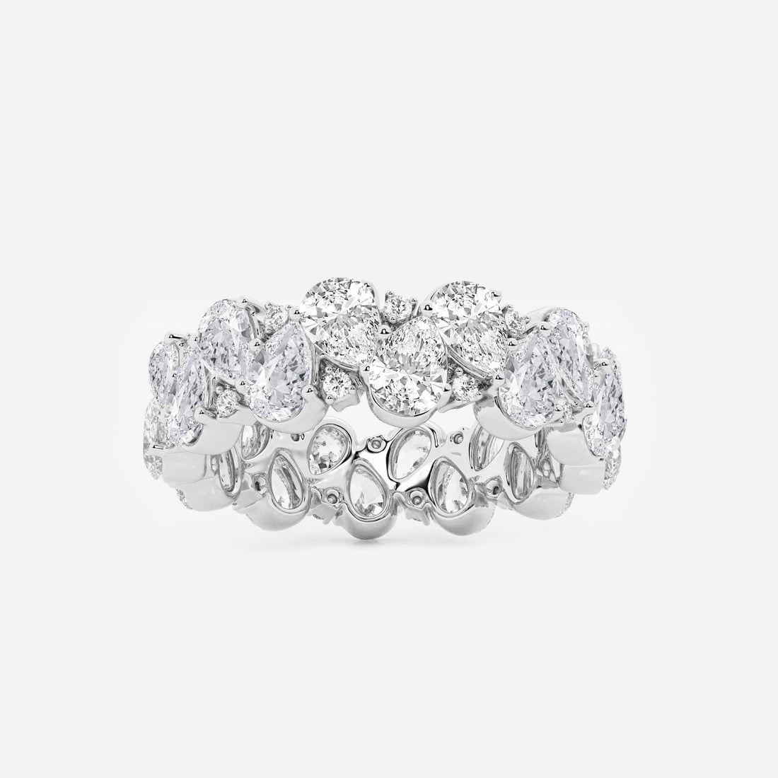 Alternating Pear & Round Lab Grown Diamond Eternity Band Ring in Solid Gold