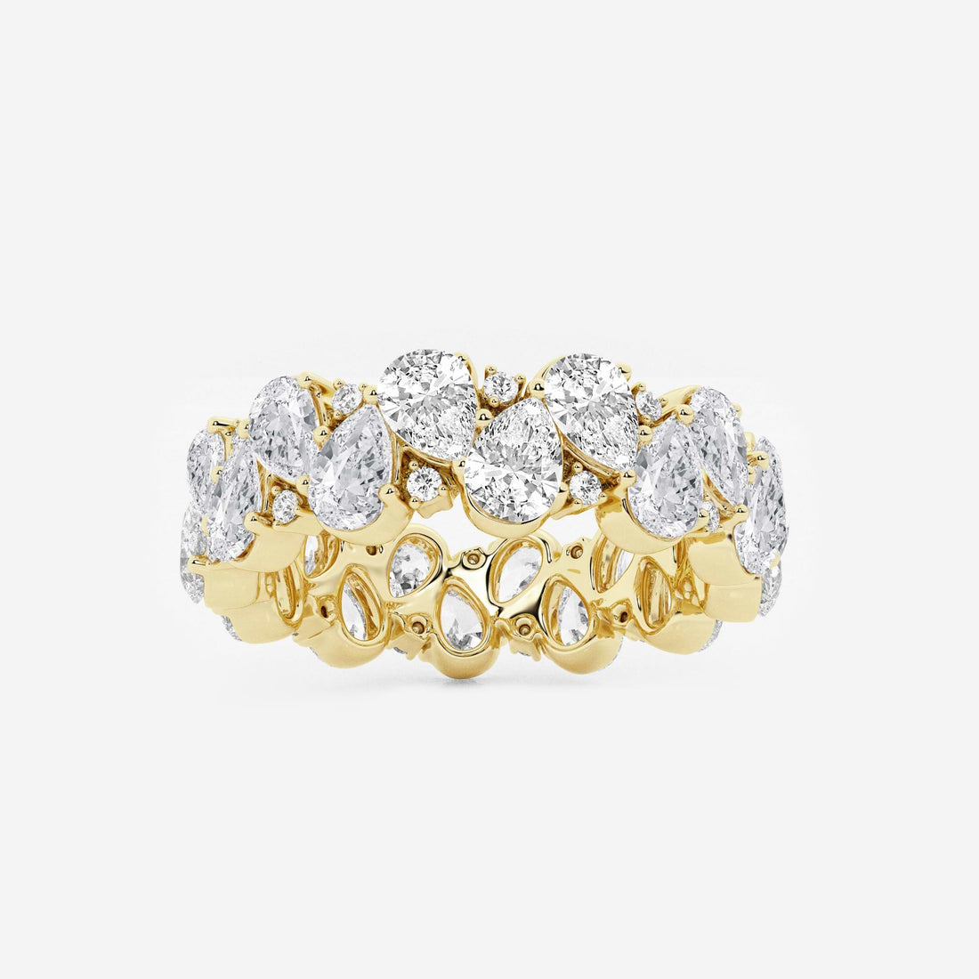 Alternating Pear & Round Lab Grown Diamond Eternity Band Ring in Solid Gold