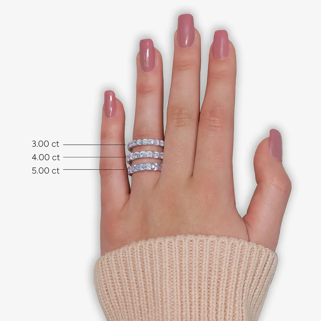Timeless Cushion Cut Lab Grown Diamond Eternity Band Ring in Solid Gold