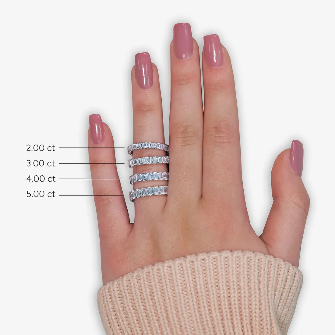 Classic Emerald Cut Lab Grown Diamond Eternity Band in Solid Gold