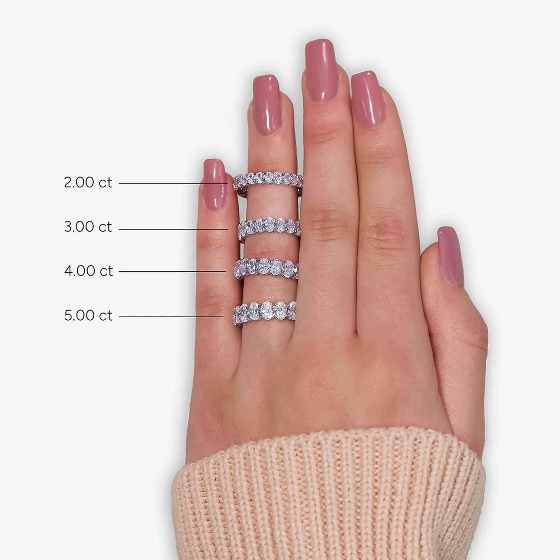Classic Oval Lab Grown Diamond Eternity Band Ring in Solid Gold