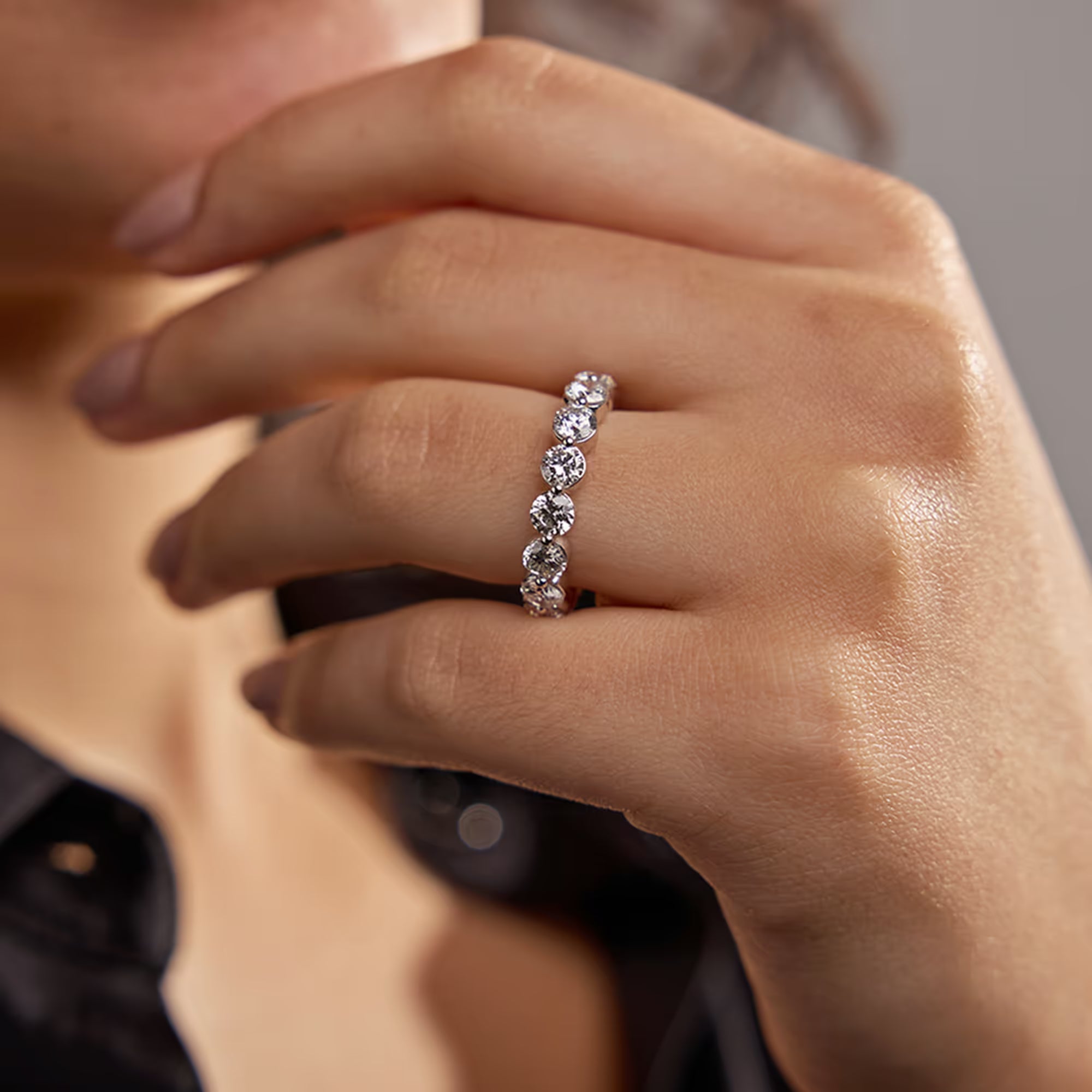Aethera Round Lab-Grown Floating Diamond Eternity Band