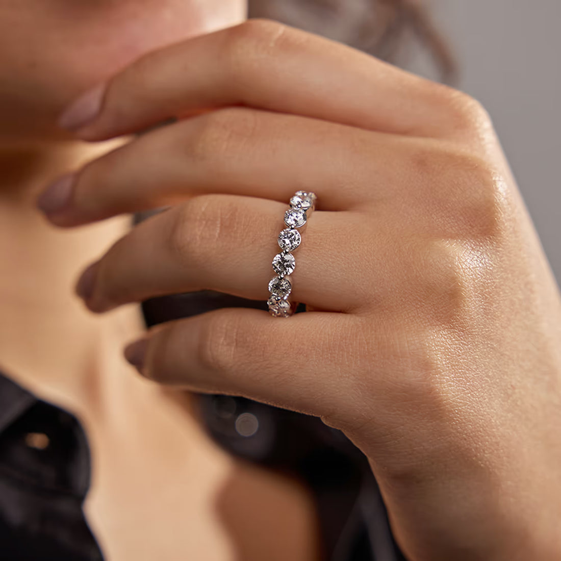 Aethera Round Lab-Grown Floating Diamond Eternity Band