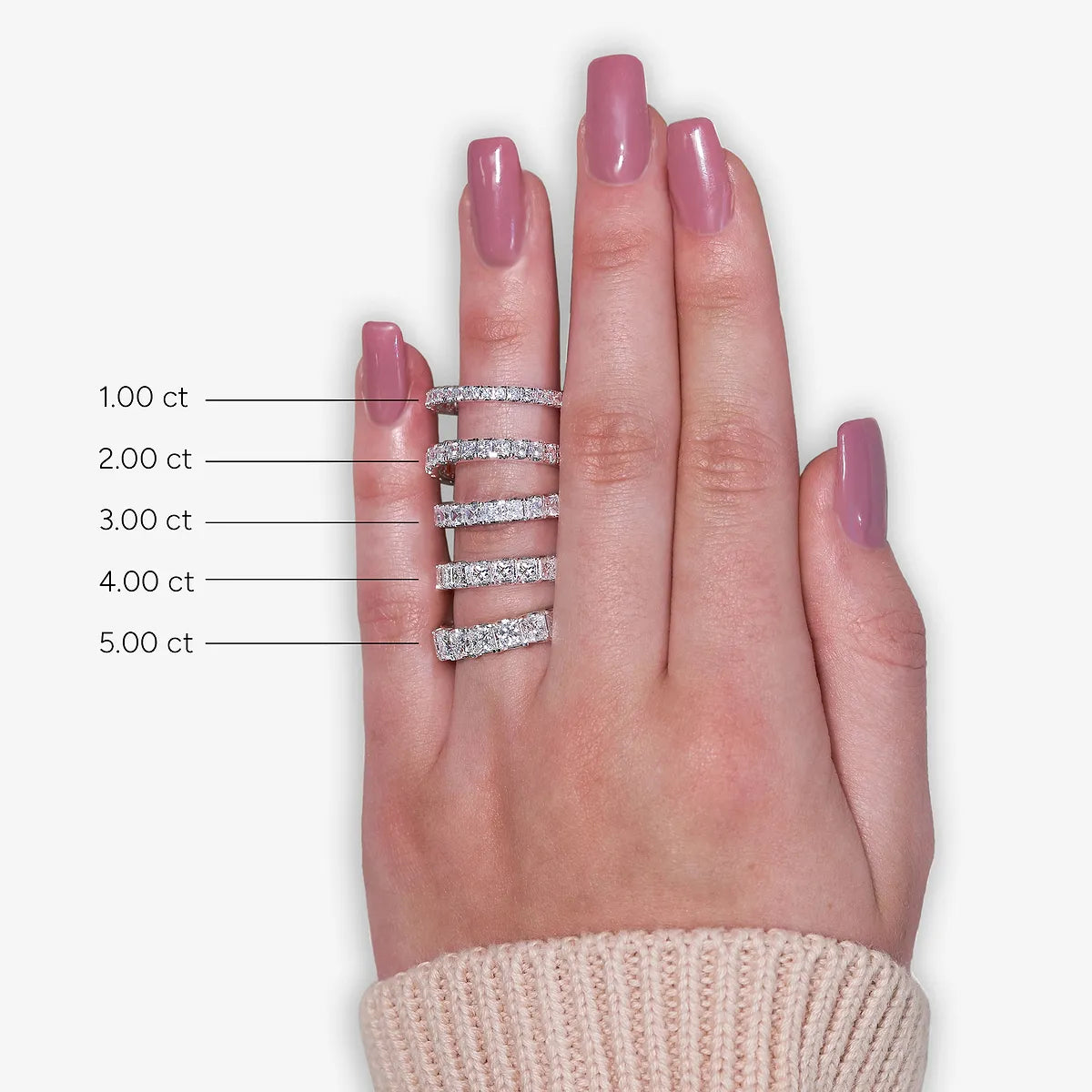 Royal Princess Cut Lab Grown Diamond Full Eternity Band in Solid Gold