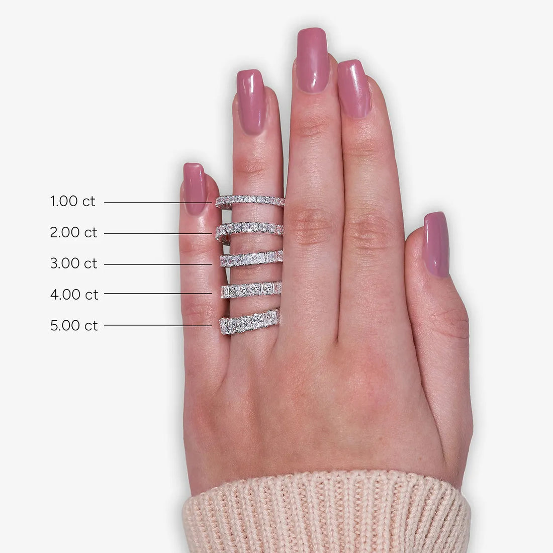 Royal Princess Cut Lab Grown Diamond Full Eternity Band in Solid Gold