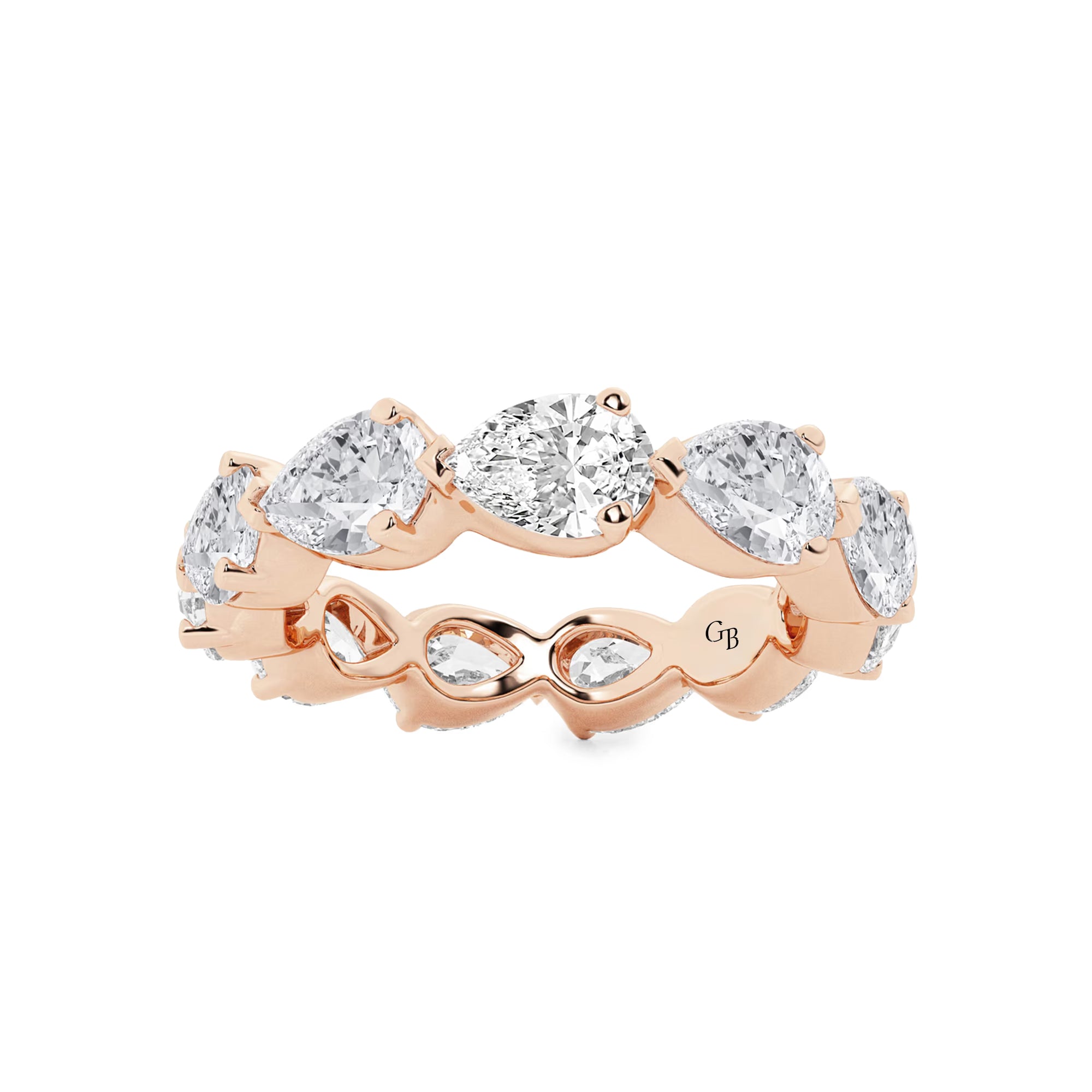 East West Floating Pear Lab Grown Diamond Eternity Band in Solid Gold