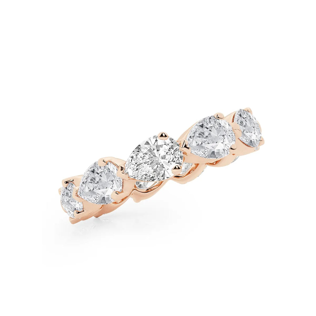 East West Floating Pear Lab Grown Diamond Eternity Band in Solid Gold