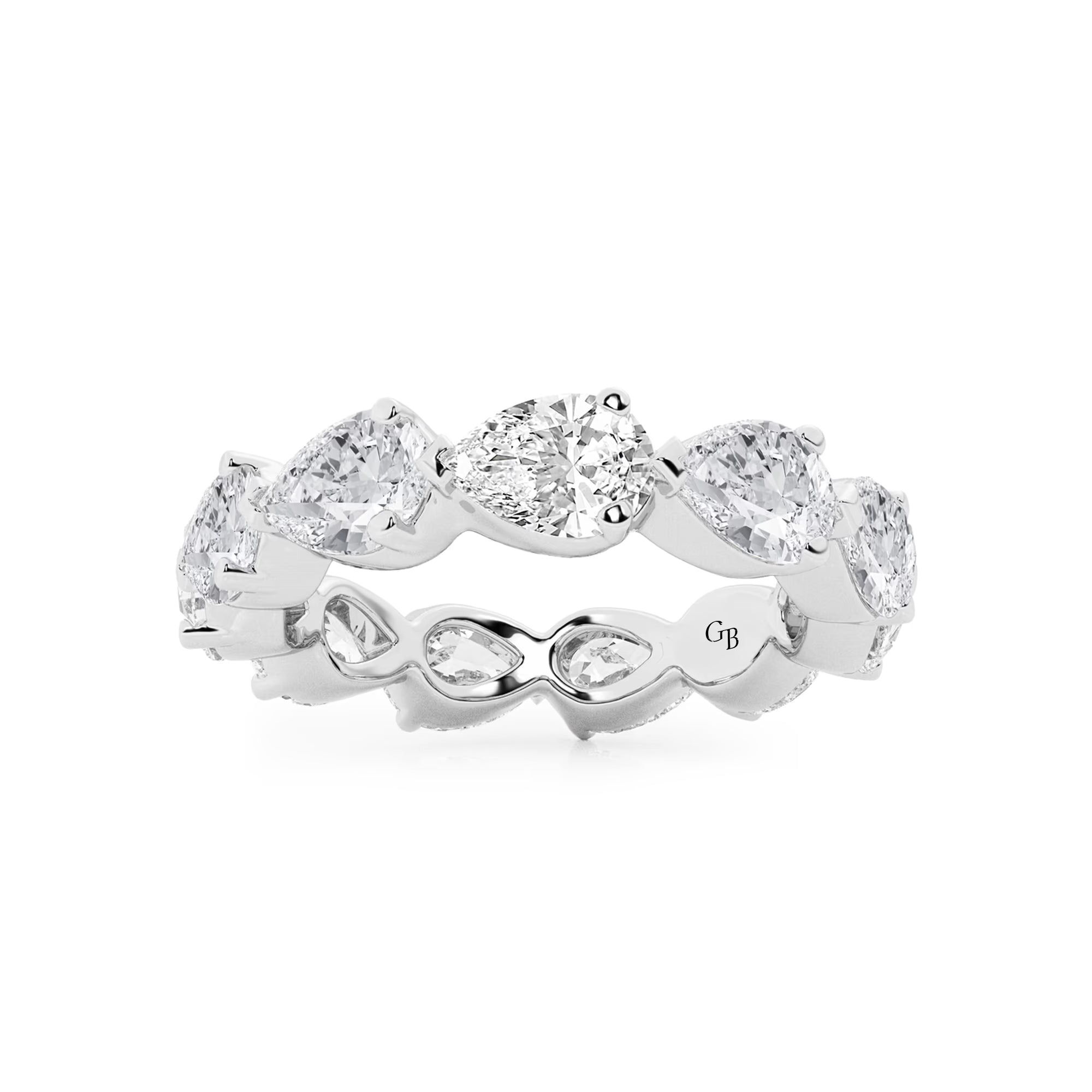 East West Floating Pear Lab Grown Diamond Eternity Band in Solid Gold