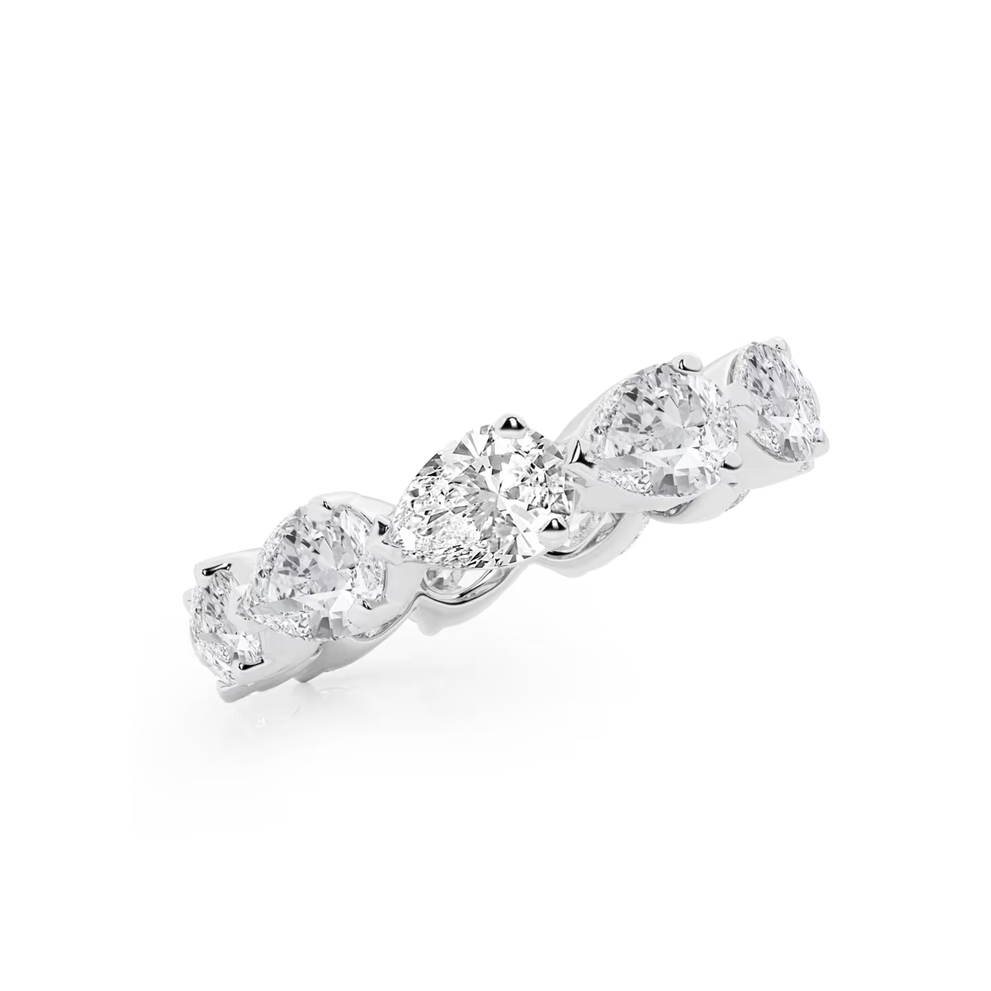 East West Floating Pear Lab Grown Diamond Eternity Band in Solid Gold