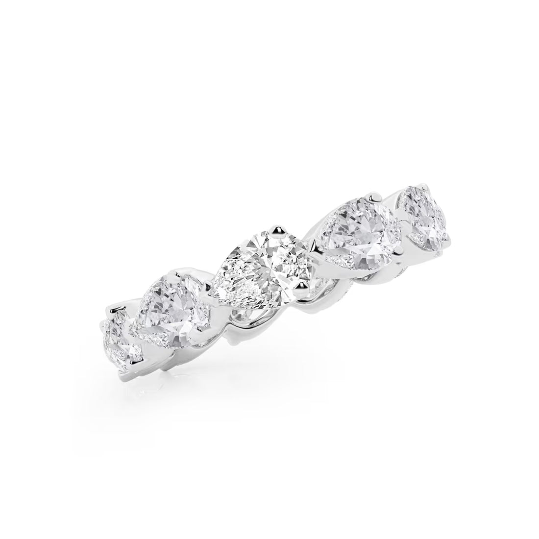 East West Floating Pear Lab Grown Diamond Eternity Band in Solid Gold