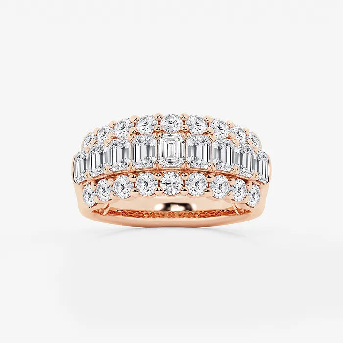 Trielle Luxe Emerald & Round Lab-Grown Diamond Triple Row Eternity Band