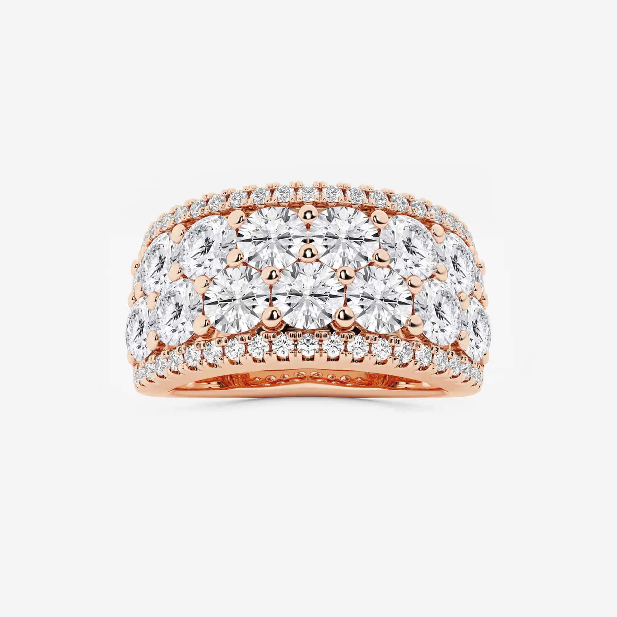 Luxury Round Lab Grown Diamond Multi Row Wide Band Ring