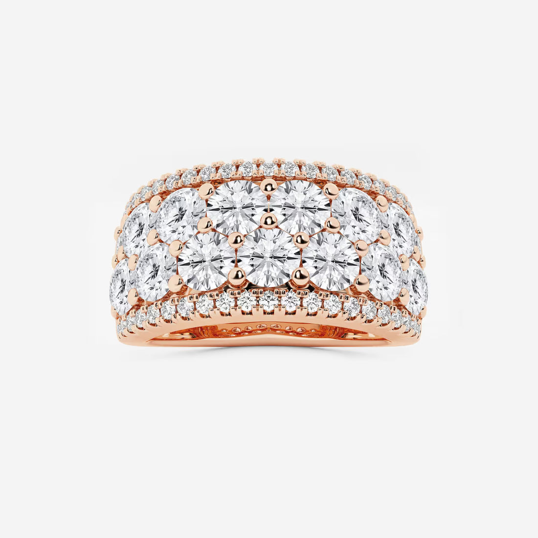 Luxury Round Lab Grown Diamond Multi Row Wide Band Ring