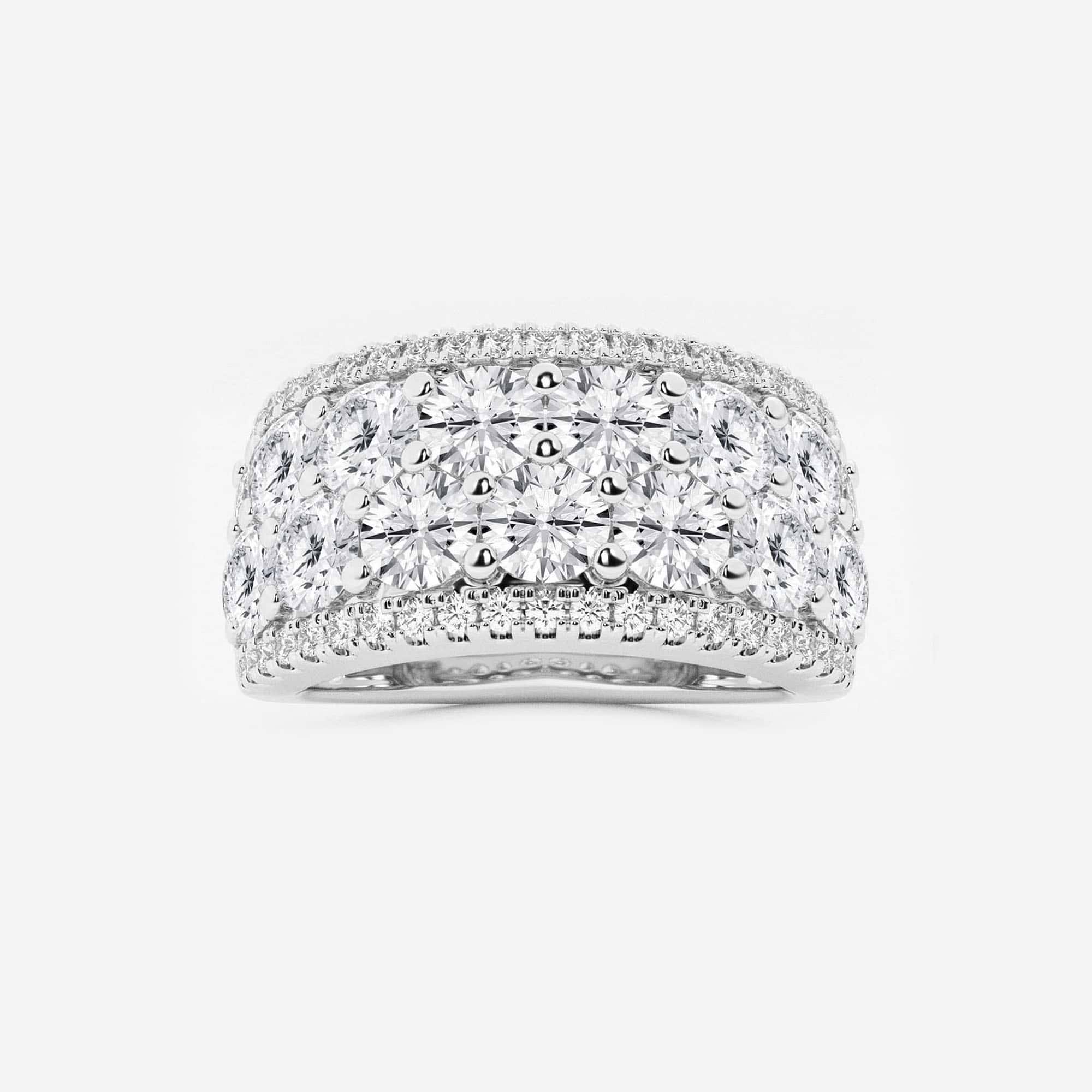 Luxury Round Lab Grown Diamond Multi Row Wide Band Ring