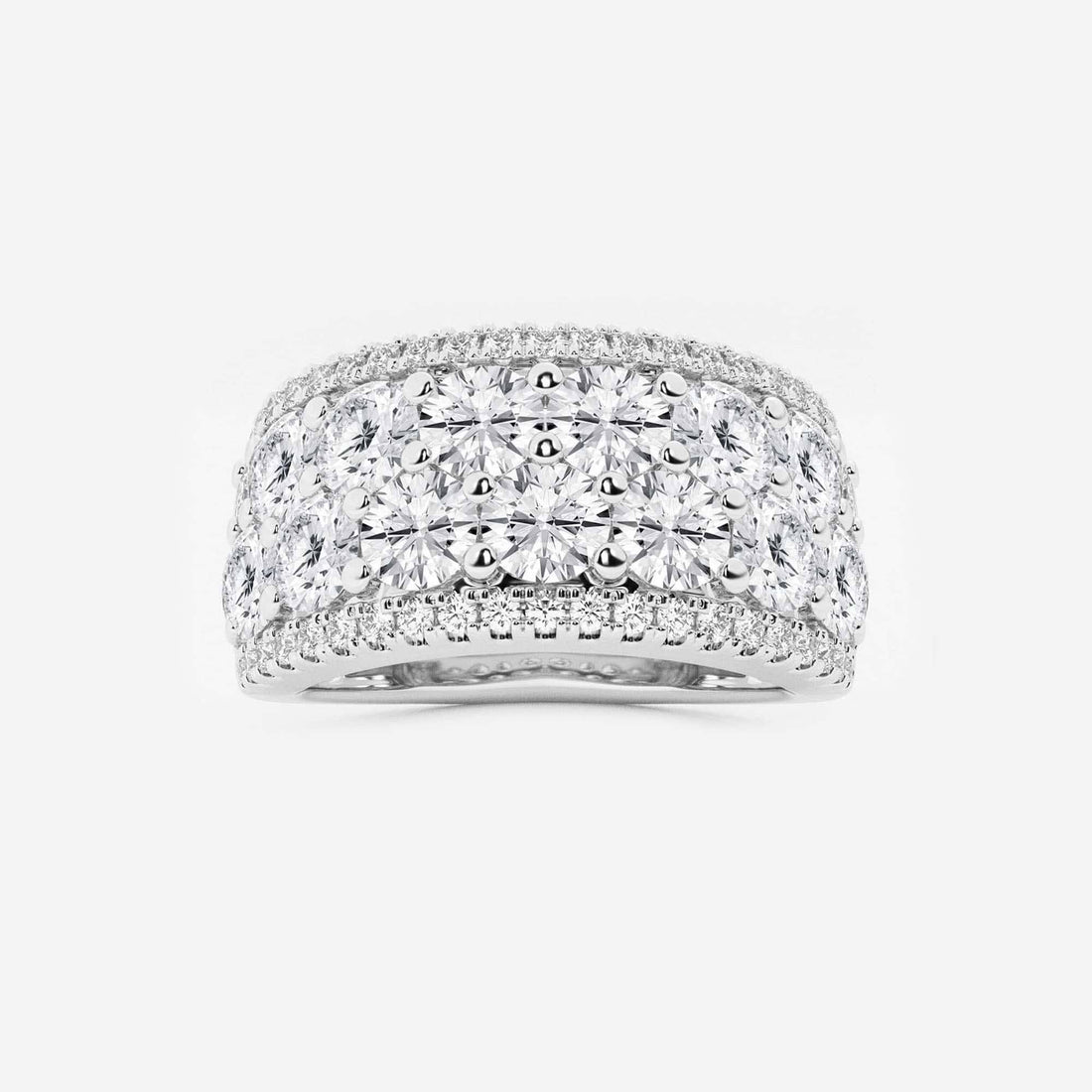 Luxury Round Lab Grown Diamond Multi Row Wide Band Ring