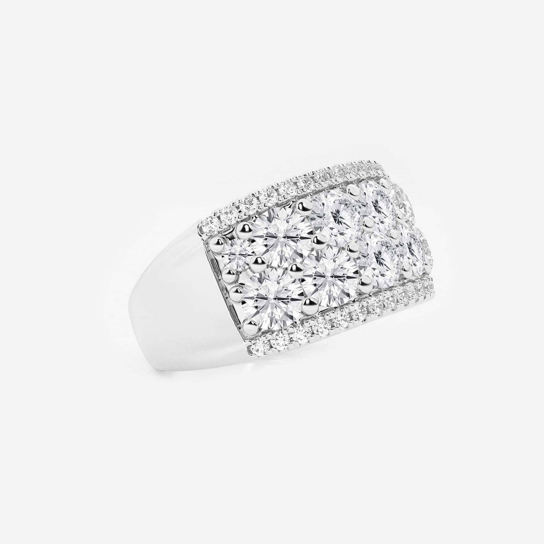 Luxury Round Lab Grown Diamond Multi Row Wide Band Ring