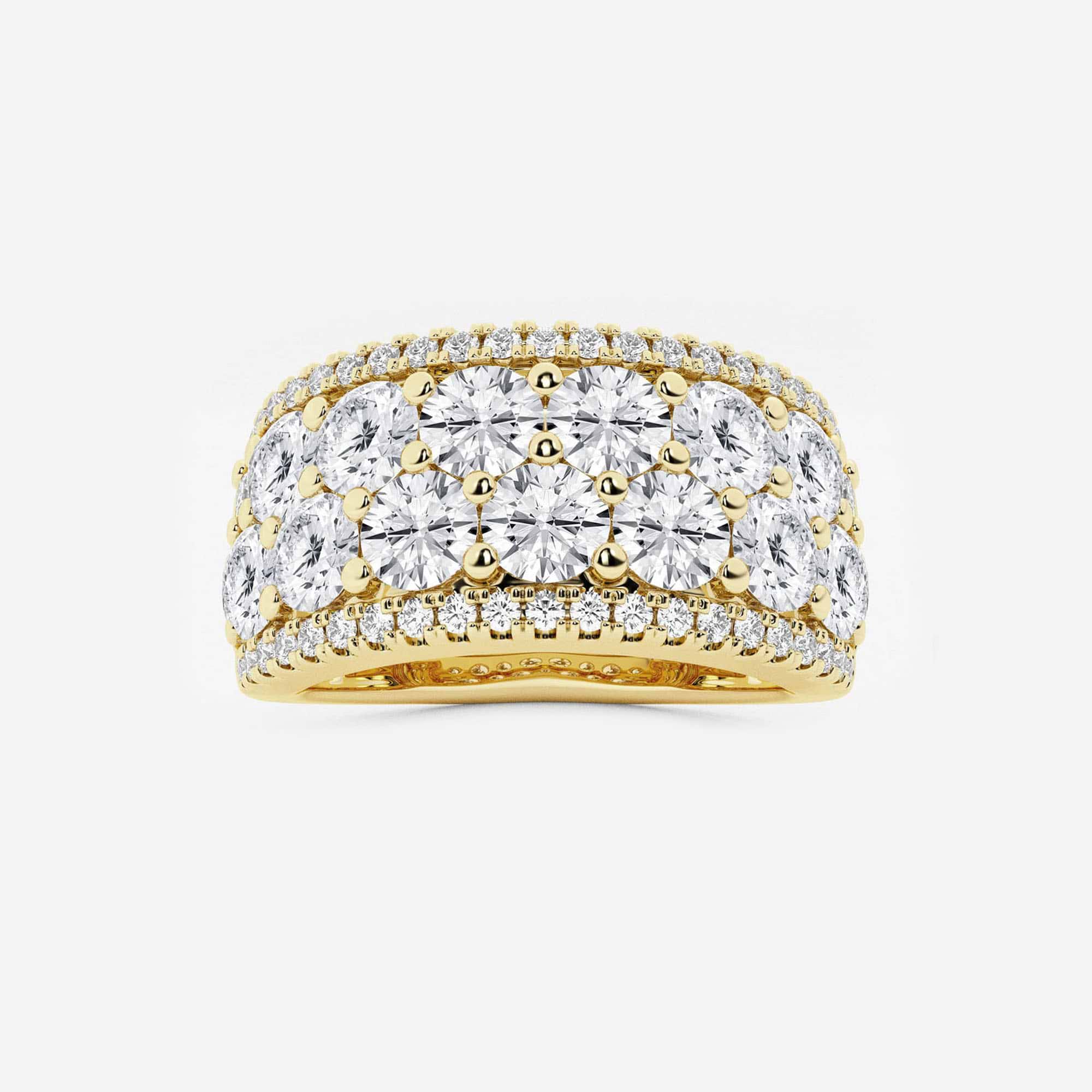 Luxury Round Lab Grown Diamond Multi Row Wide Band Ring