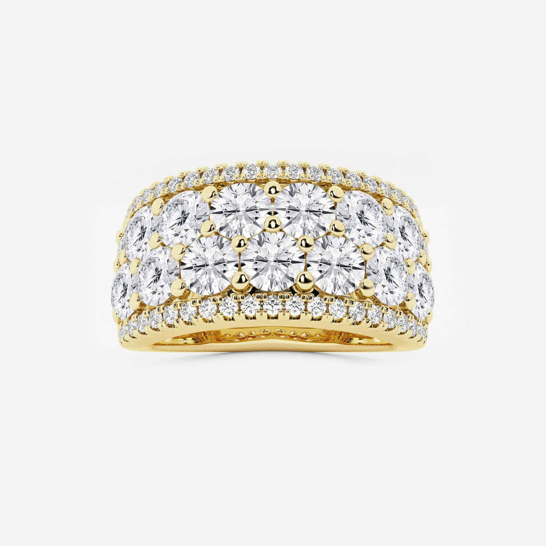 Luxury Round Lab Grown Diamond Multi Row Wide Band Ring