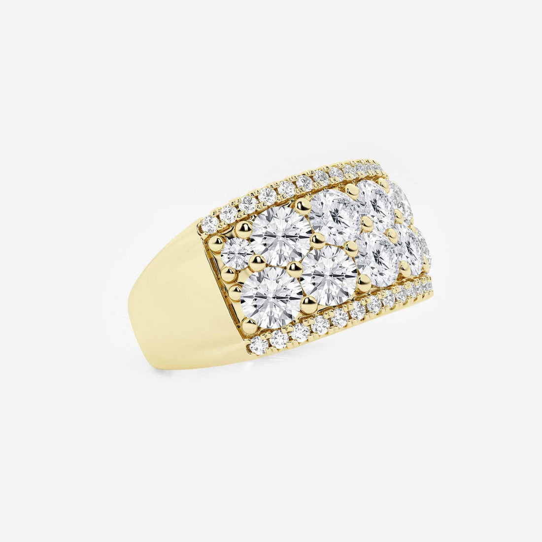 Luxury Round Lab Grown Diamond Multi Row Wide Band Ring