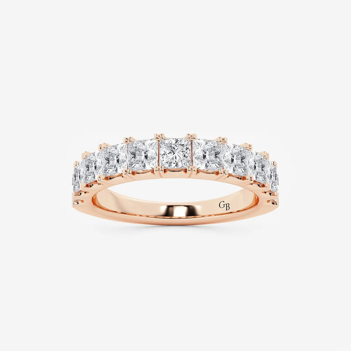 Princess Cut Lab Grown Diamond Eleven Stone Wedding Band Ring in Solid Gold