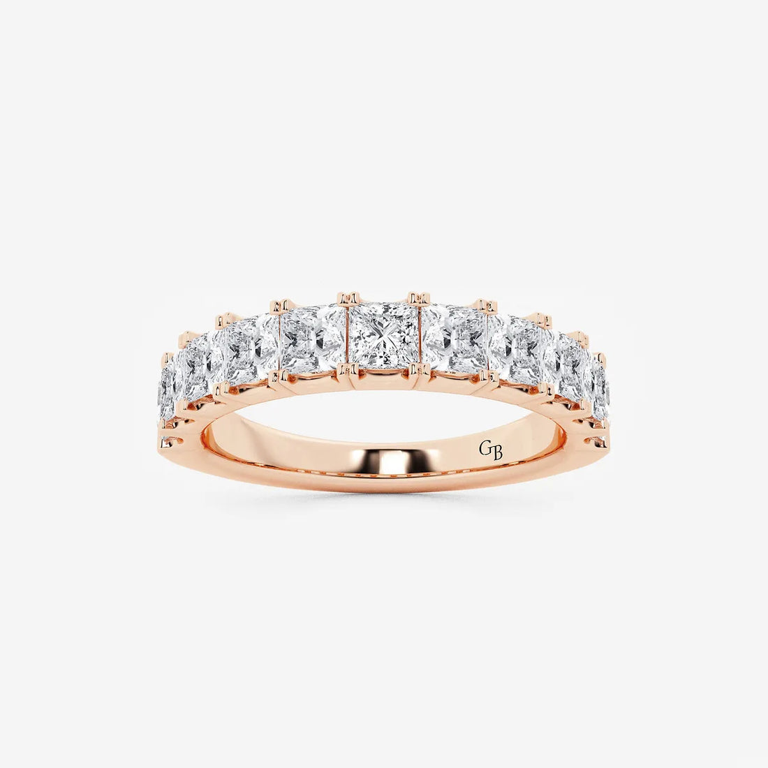 Princess Cut Lab Grown Diamond Eleven Stone Wedding Band Ring in Solid Gold